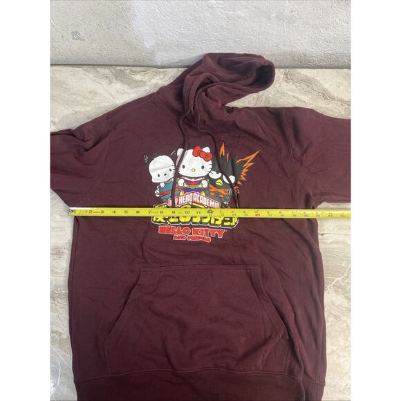 My Hero Academia And Hello Kitty Pullover Burgundy Hoodie Men's Size M(38-40) - Picture 5 of 6